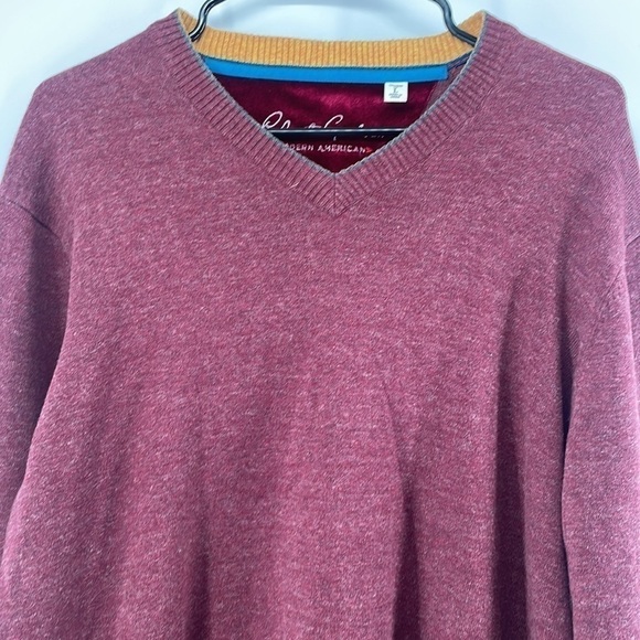 Robert Graham v neck sweater burgandy 100% cotton business casual career event - Picture 11 of 13